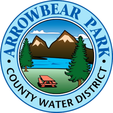 <img alt="Arrowbear Park County Water District Logo showing lake and table" src="...">